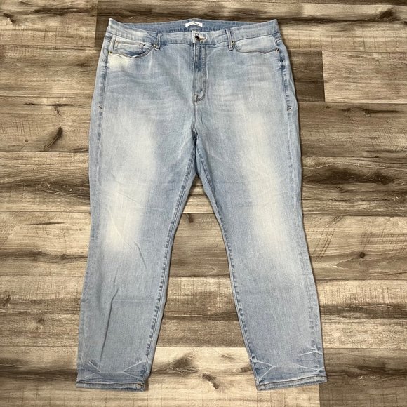 Good American Good Legs High Rise Crop Skinny Jeans Blue Women’s Size 22 - Picture 3 of 11